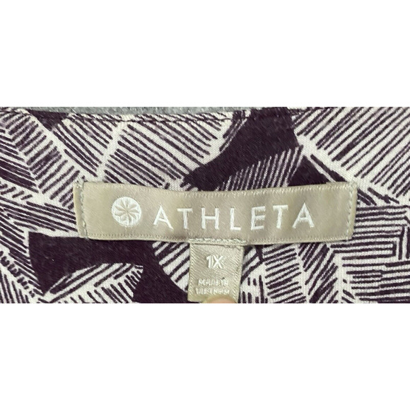 Athleta Santorini Sleeveless Dress Womens Sz 1X Brown Print High Neck Athleisure - Picture 5 of 9